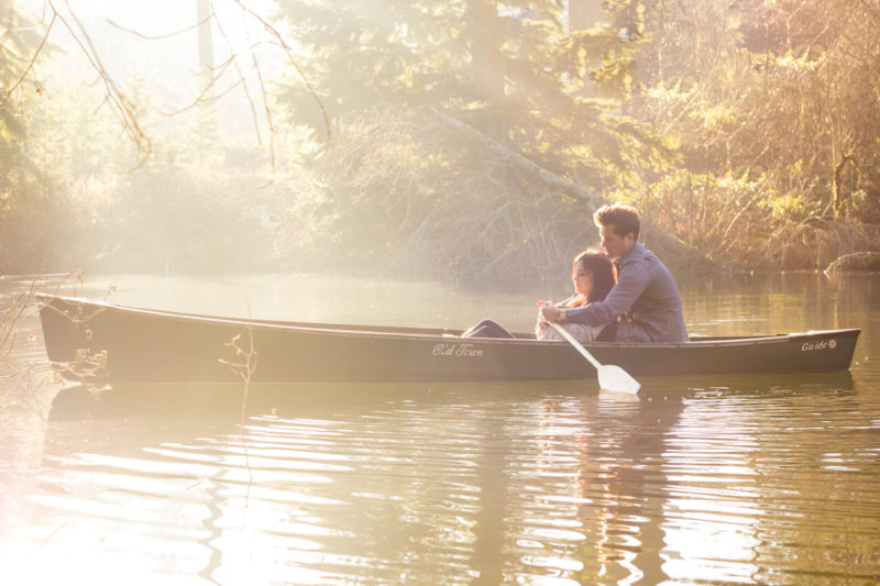 romantic canoe engagement photo